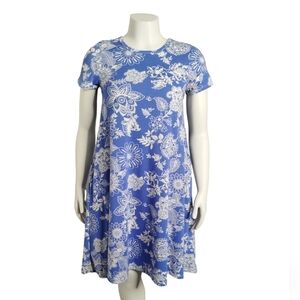 LulaRoe knit Floral MIDI Stacie Dress Women's XS Comfort, Coastal Grandma, Beach